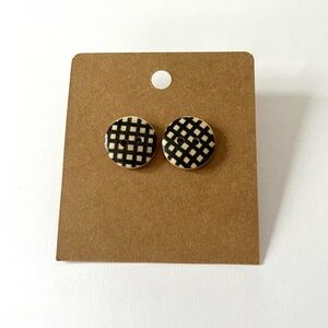 2/$15- Black and Cream Checkered Earrings Handmade